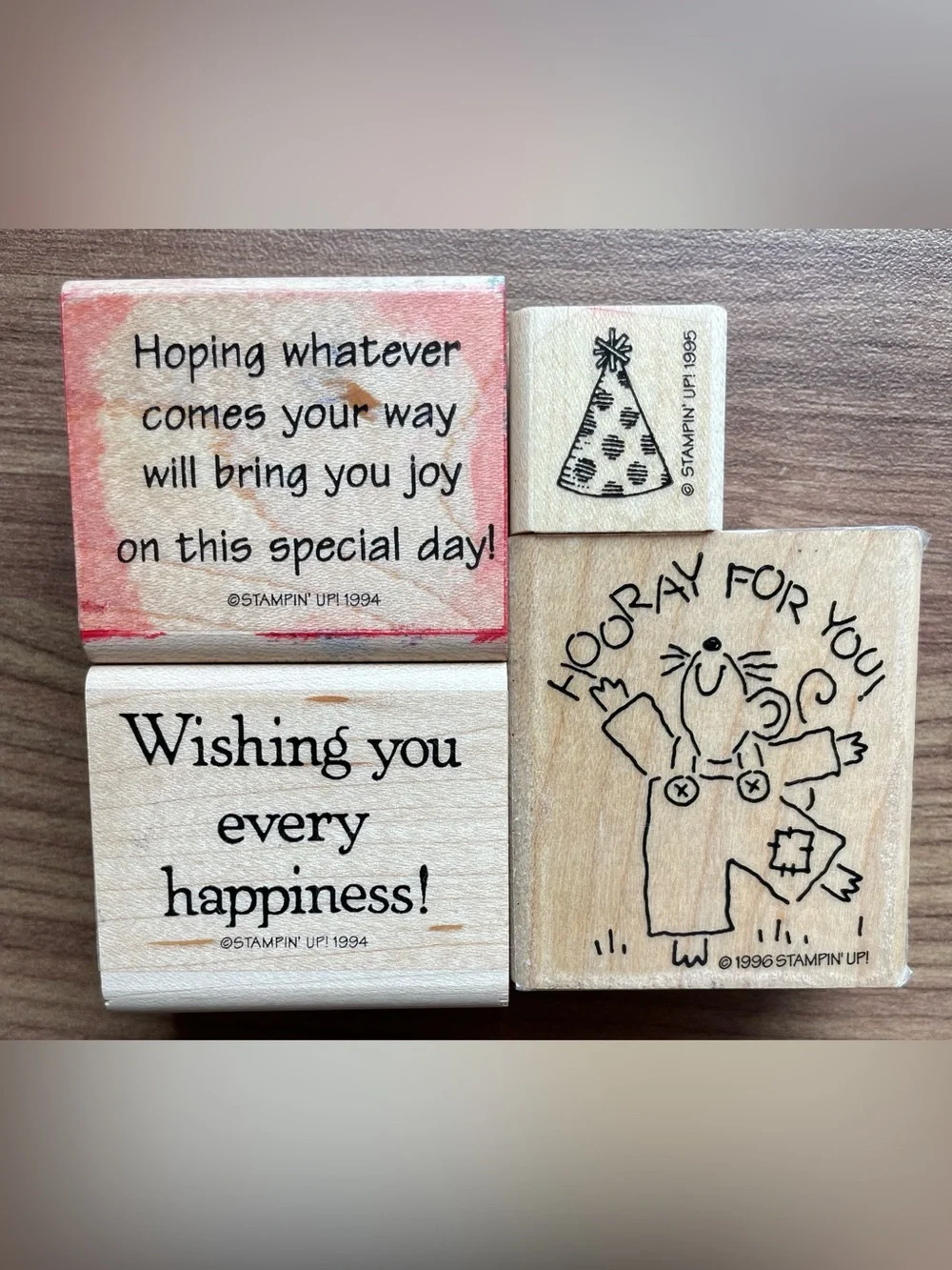 Vintage Stampin Up Wooden Stamp Lot - Milestone Celebration Graduation